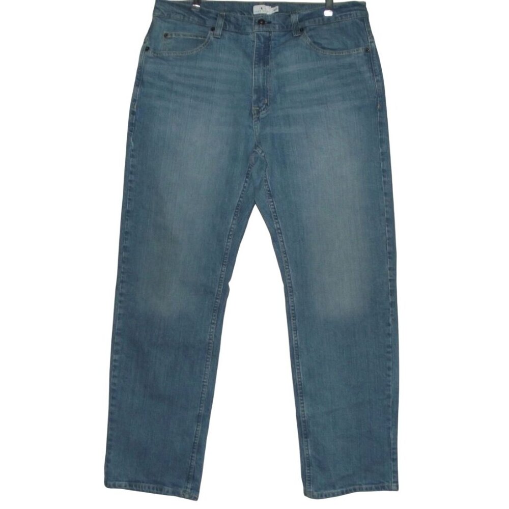 True Craft Jeans Mens 36 x 32 Relaxed Straight Leg Stretch Blue Medium Wash